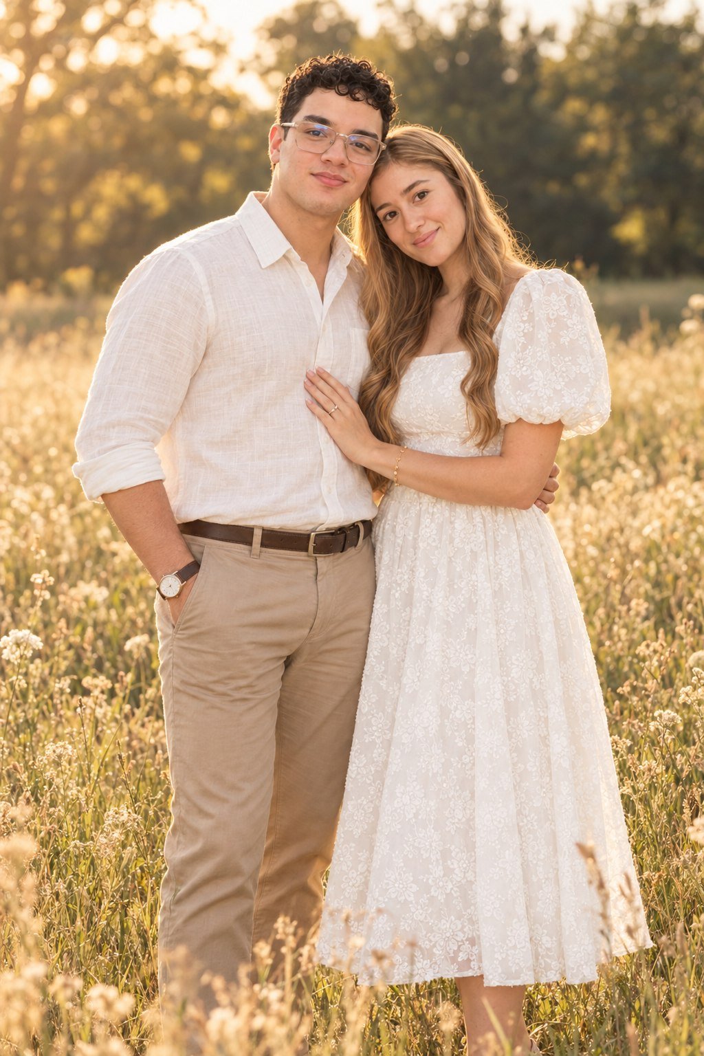 Derly y Edwar juntos en un prado iluminado por el sol